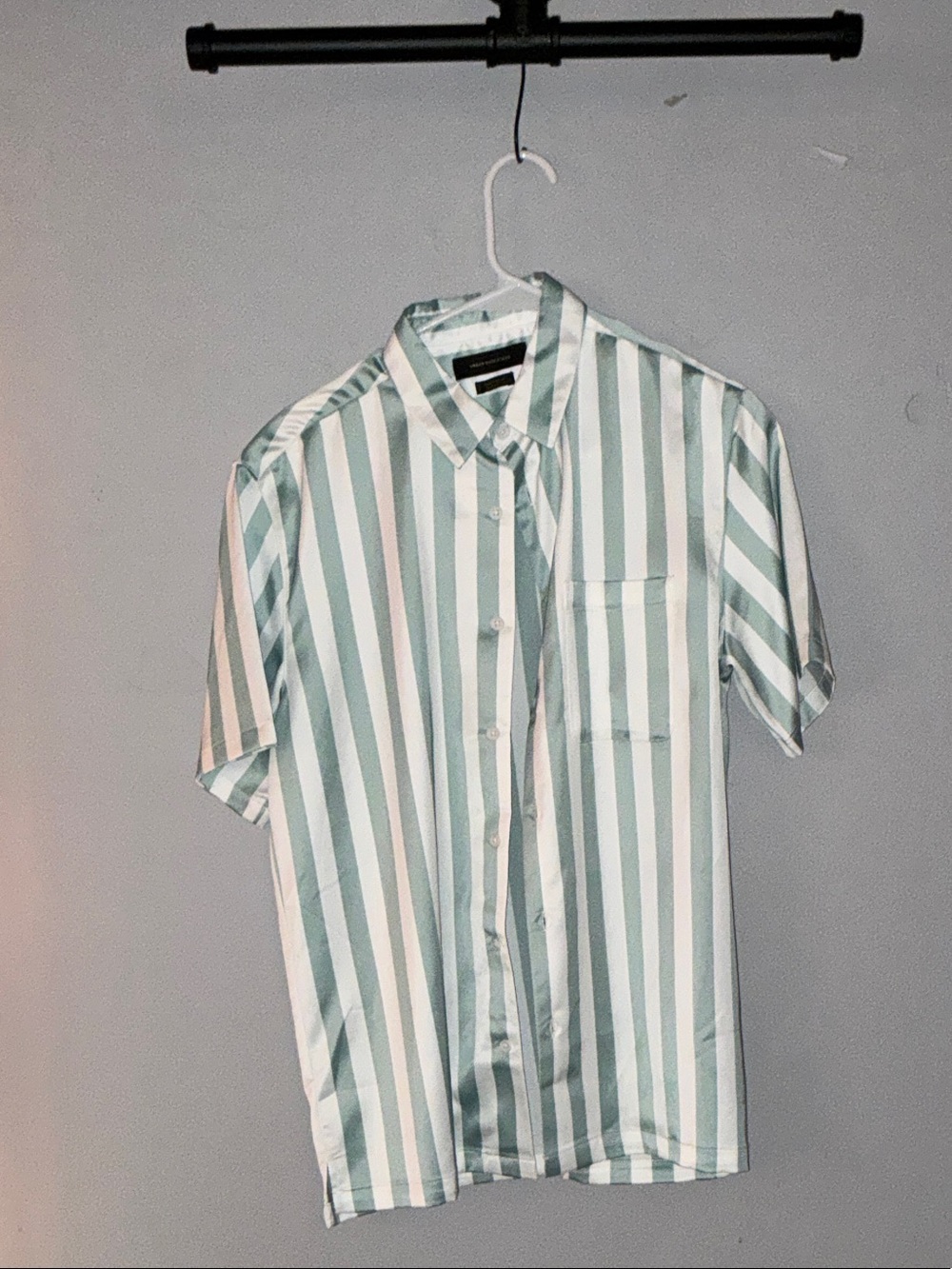 Urban Outfitters Short-Sleeve Vertical Stripe Shirt - Mint/White